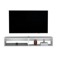 Floating Tv Stand Moore, Living Room, White White 60 69 Inches Engineered Wood