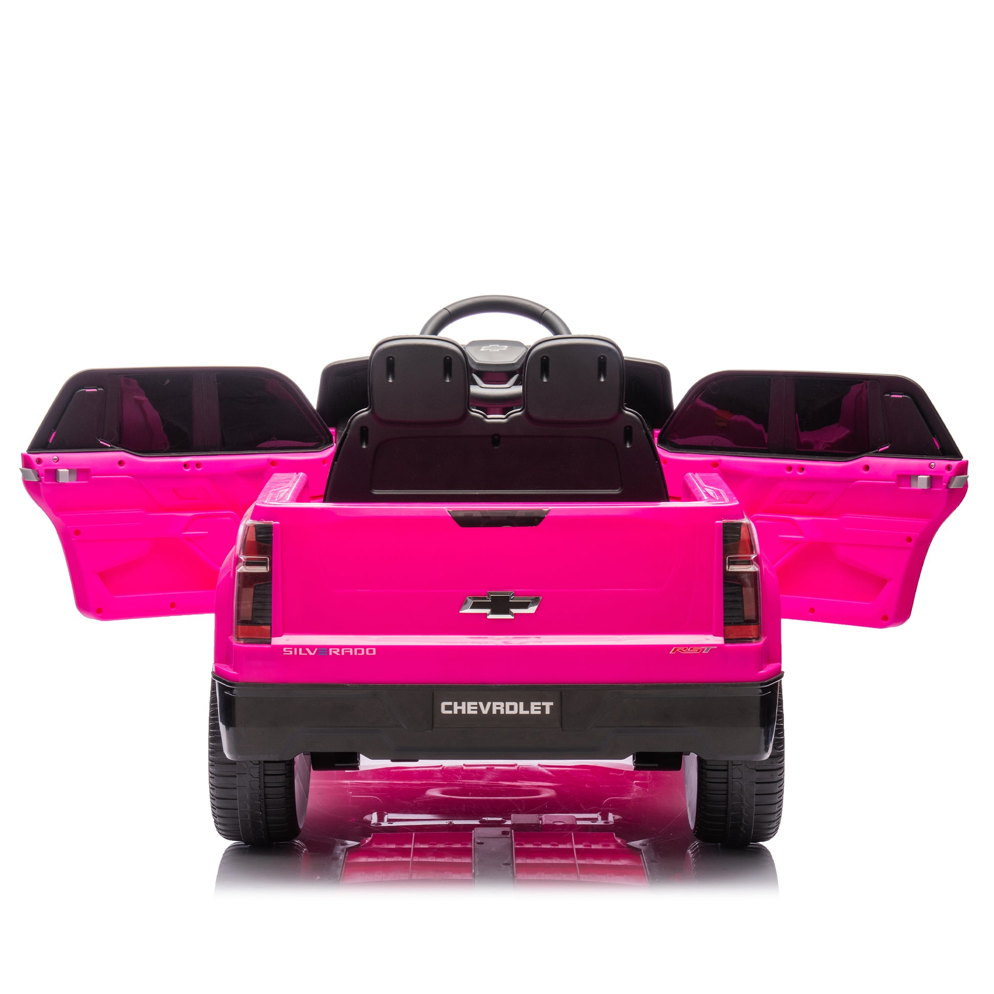 12V Kids Ride On Car W Parents Control,Licensed Chevrolet Silverado,Four Wheel Suspension,Led Lights,Bluetooth,Music,Usb,Mp3,Power Display,Speeds 1.86 3.11Mph For Kids Aged 2 5. Pink 50 99 Lbs