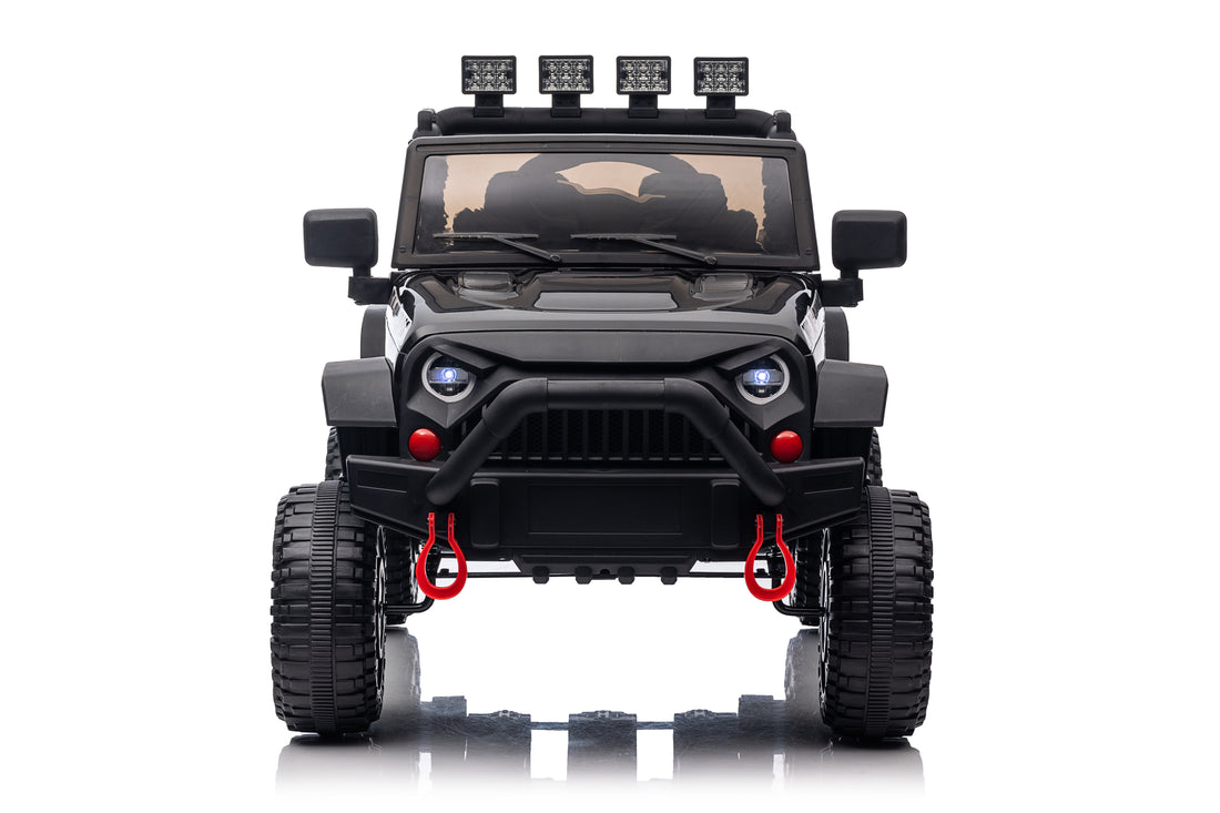 24V Power 4 Wheels W Remote Control, 3 Speeds, Bluetooth Music, Led Lights, Spring Suspension, Electric Vehicles Jeeps Toy For Boys Girls Black Abs