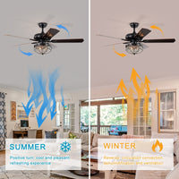 Modern Design Living Room 52 Inch Decorative Crystal Chandelier Ceiling Fan With Light Matt Black American Design,American Traditional,Antique,Classic Plywood Iron