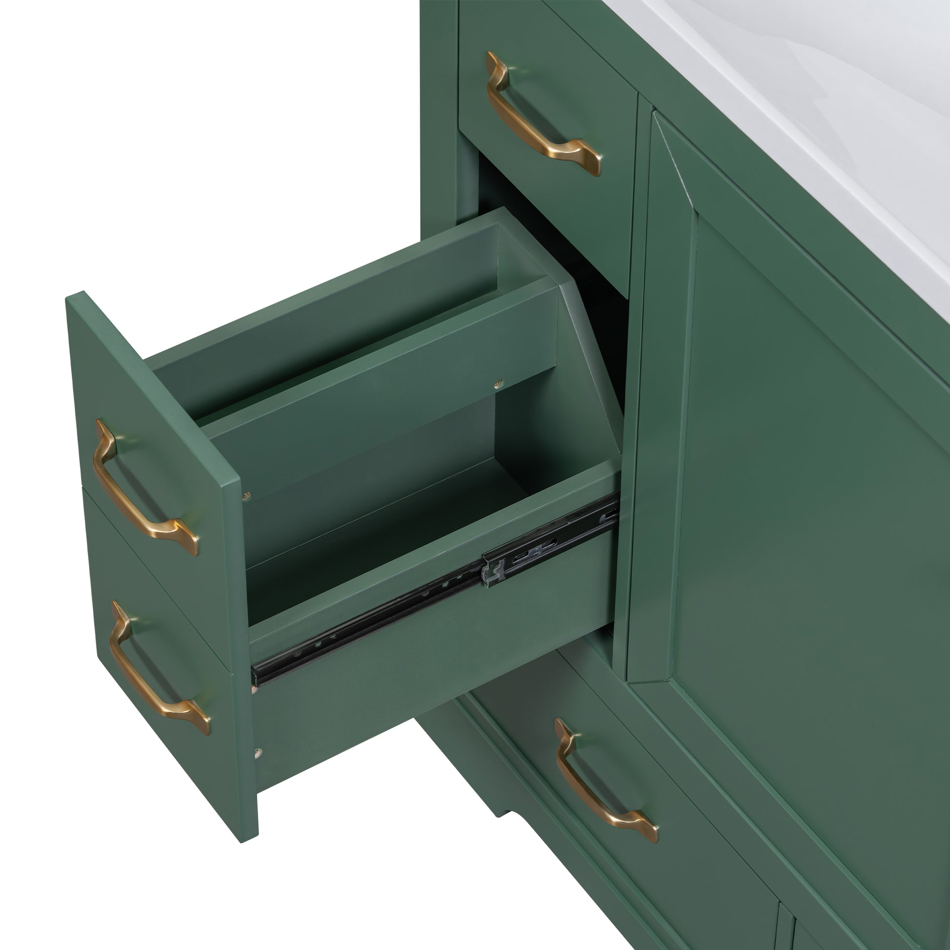 36" Bathroom Vanity With Sink Combo, Six Drawers, Multi Functional Drawer Divider, Adjustable Shelf, Green Old Sku:Sy999808Aaf Green Solid Wood Mdf