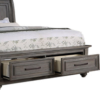 Queen Size Bed W Underbed Drawer Vintage Look Gray Color Beautiful Panel 1Pc Bedframe Bedroom Box Spring Required Queen Antique Gray,Gray Wood Bedroom Contemporary,Modern,Transitional Storage