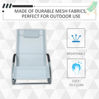 Outsunny Zero Gravity Rocking Chair Outdoor Chaise Lounge Chair Recliner Rocker With Detachable Pillow And Durable Weather Fighting Fabric For Patio, Deck, Pool, Grey Gray Steel