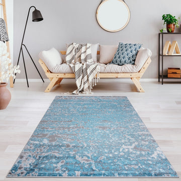 Jersey Area Rugs, Carpets For Livingroom, 7X10 Area Rugs ,3984 Grey Blue Rectangle 8&10 Blue Grey Contemporary Abstract Polypropylene