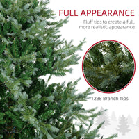 Homcom 7.5Ft Artificial Christmas Tree Holiday D Cor With 1288 Branches, Auto Open, Steel Base, Wide Shape, Easy To Shape Branches Green Plastic