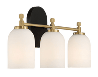 Meadows Three Lights Vanity Brushed Gold Bathroom Wall Light For Bathroom Over Mirror 20.5"W 10.125"H 5.5"E With White Frosted Glass Black Base Frosted Shade,Frosted Glass Gold,Gold Bathroom