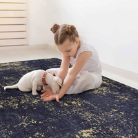 5X8 Area Rug For Bedroom, Washable Rug, Low Pile, Non Slip, Non Shedding, Foldable, Kid&Pet Friendly Area Rugs For Living Room, Bedroom, Kitchen, Dining Room, Wedding Gift, Black Gold, 5'X8' Black Gold Chenille Polyester