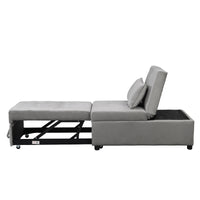 Folding Ottoman Sofa Bed Gray Grey Velvet