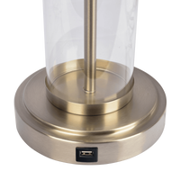 Luna Brushed Nickel Table Lamp With On Off Switch Clear Glass Body Metal Base Brushed Nickel,Clear,White Table&Floor Lamps Glass,Metal