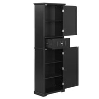 Tall Bathroom Storage Cabinet, Freestanding Storage Cabinet With Drawer And Adjustable Shelf, Mdf Board With Painted Finish, Black Black Mdf