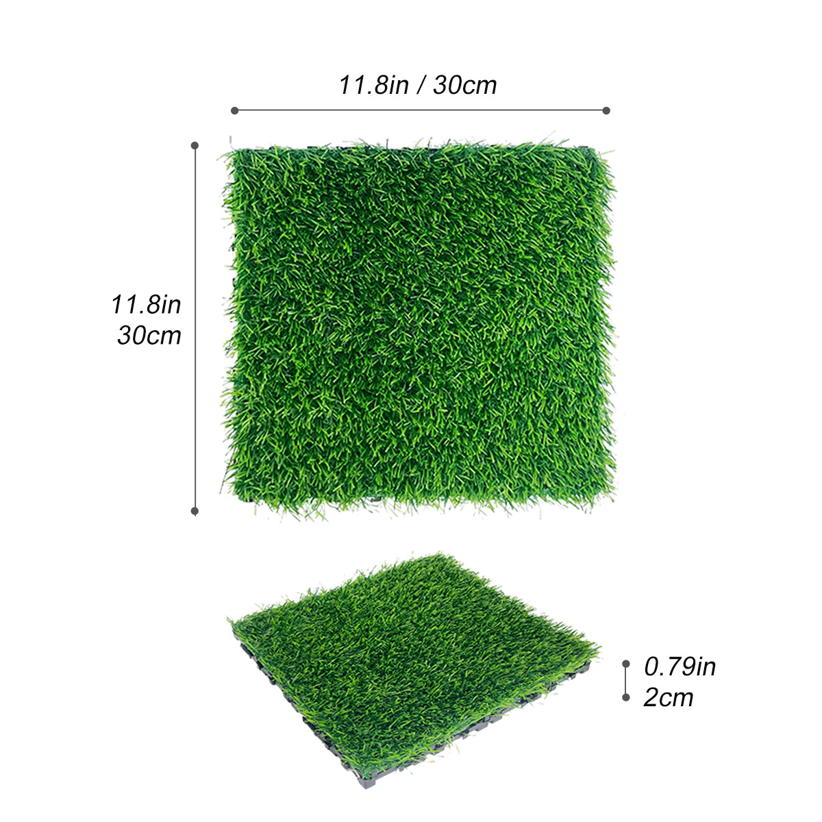 36Pcs Interlocking Artificial Grass Tiles For Patio, Balcony, Backyard, Artificial Turf Floor, 12"X12" Green Plastic