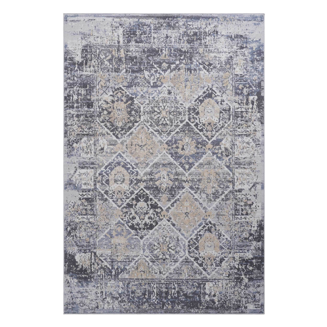 5X7 Grey Blue Traditional Non Shedding Living Room Bedroom Dining Home Office Stylish And Stain Resistant Area Rug Grey Blue Polyester