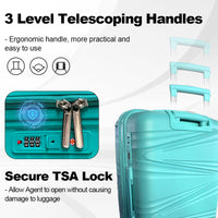 Hard Shell Luggage, 3 Piece Set, With Tsa Lock, 20 Inches 24 Inches 28 Inches Teal Blue Polypropylene