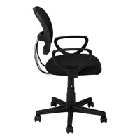 Office Chair, Adjustable Height, Swivel, Ergonomic, Armrests, Computer Desk, Work, Juvenile, Black Mesh, Black Metal, Contemporary, Modern Black Foam Polyester