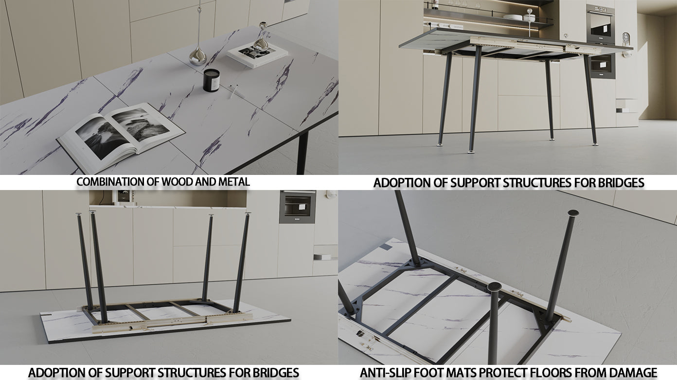 An Expandable Dining Table Set For 2 6 People, Equipped With Pu Fabric Thick Cushioned Dining Chairs And An Elegant And Spacious Dining Tablekitchen Table And Chair Set, With Black Metal Legs Grey