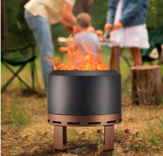 Outdoor Smokeless Fire Pit Stove 18'' For Camping Bonfire, Wood Burning Fire Place Firepit With Stand For Patio Backyard Outside Black Iron