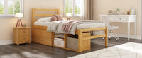 Twin Size Wood Platform Bed With Removable Storage Shelves, Built In Two Storage Drawers For Added Convenience, Natural Twin Natural Wood