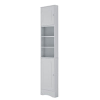 Multi Functional Corner Cabinet Tall Bathroom Storage Cabinet With Two Doors And Adjustable Shelves, Open Shelf, Grey Grey Mdf