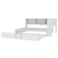 Metal Full Size Daybed With Trundle, Storage Cabinets And Usb Ports, White Full White Metal