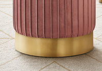 Ottoman, Pouf, Footrest, Foot Stool, 14" Round, Pink Velvet, Gold Metal Base, Contemporary, Modern Pink Foam Velvet