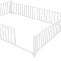 Full Size Metal House Platform Bed With Guardrail And Chimney, White Box Spring Not Required Full White Metal Metal