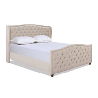 Marcella Upholstered Shelter Headboard Bed Set, King, Sky Neutral Beige Polyester Box Spring Required King Beige Wood Foam Polyester Polyester