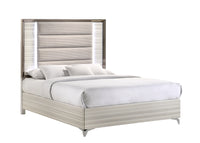 Star White Queen Bed With Led White Solid Wood Mdf