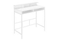 Computer Desk, Home Office, Standing, Storage Shelves, 48"L, Work, Laptop, White Laminate, White Metal, Contemporary, Modern White Metal