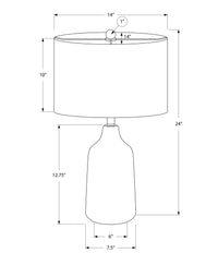 Lighting, 24"H, Table Lamp, Black Concrete, Grey Shade, Contemporary Black Concrete