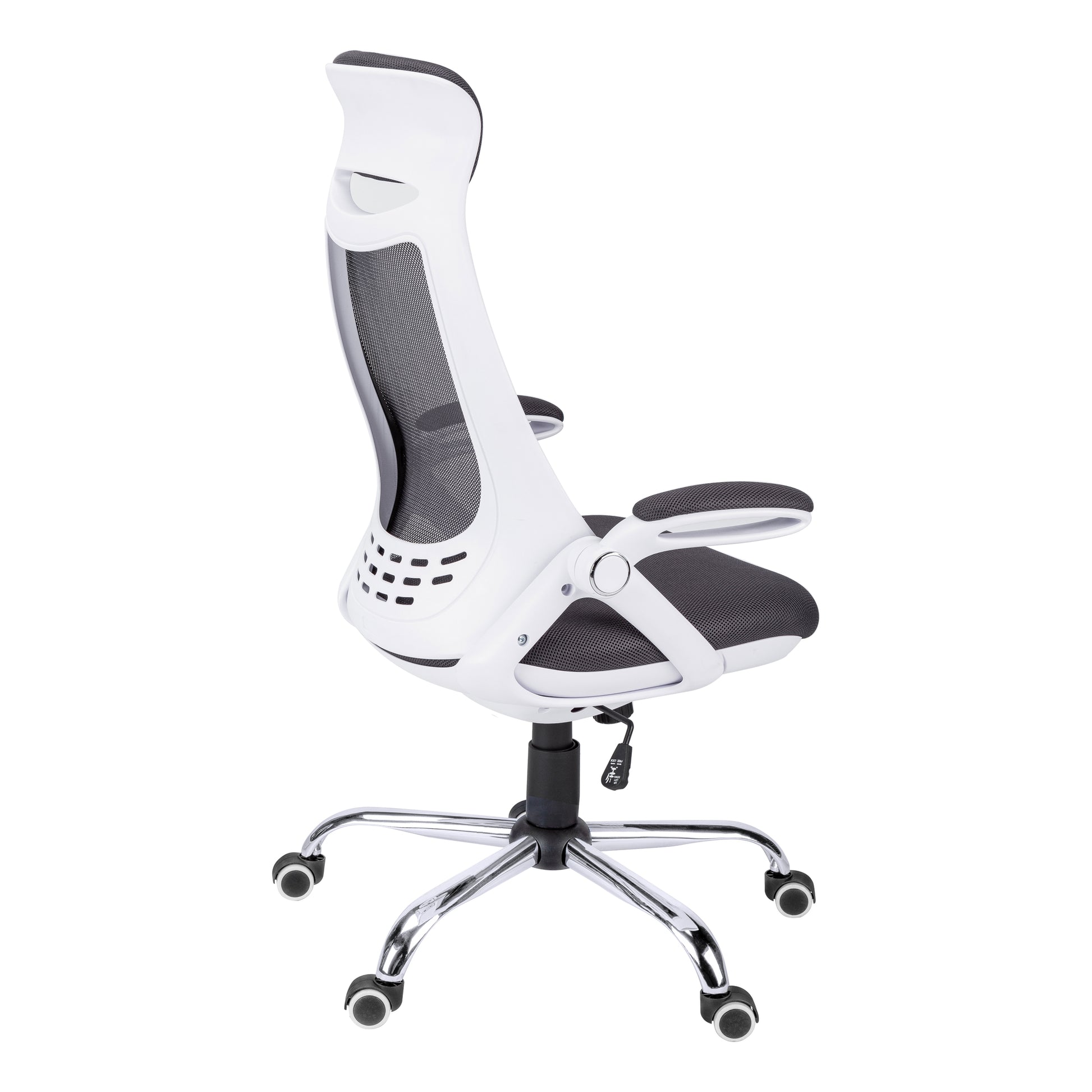 Office Chair, Adjustable Height, Swivel, Ergonomic, Armrests, Computer Desk, Work, Grey Mesh, Chrome Metal, Contemporary, Modern White Foam Polyester