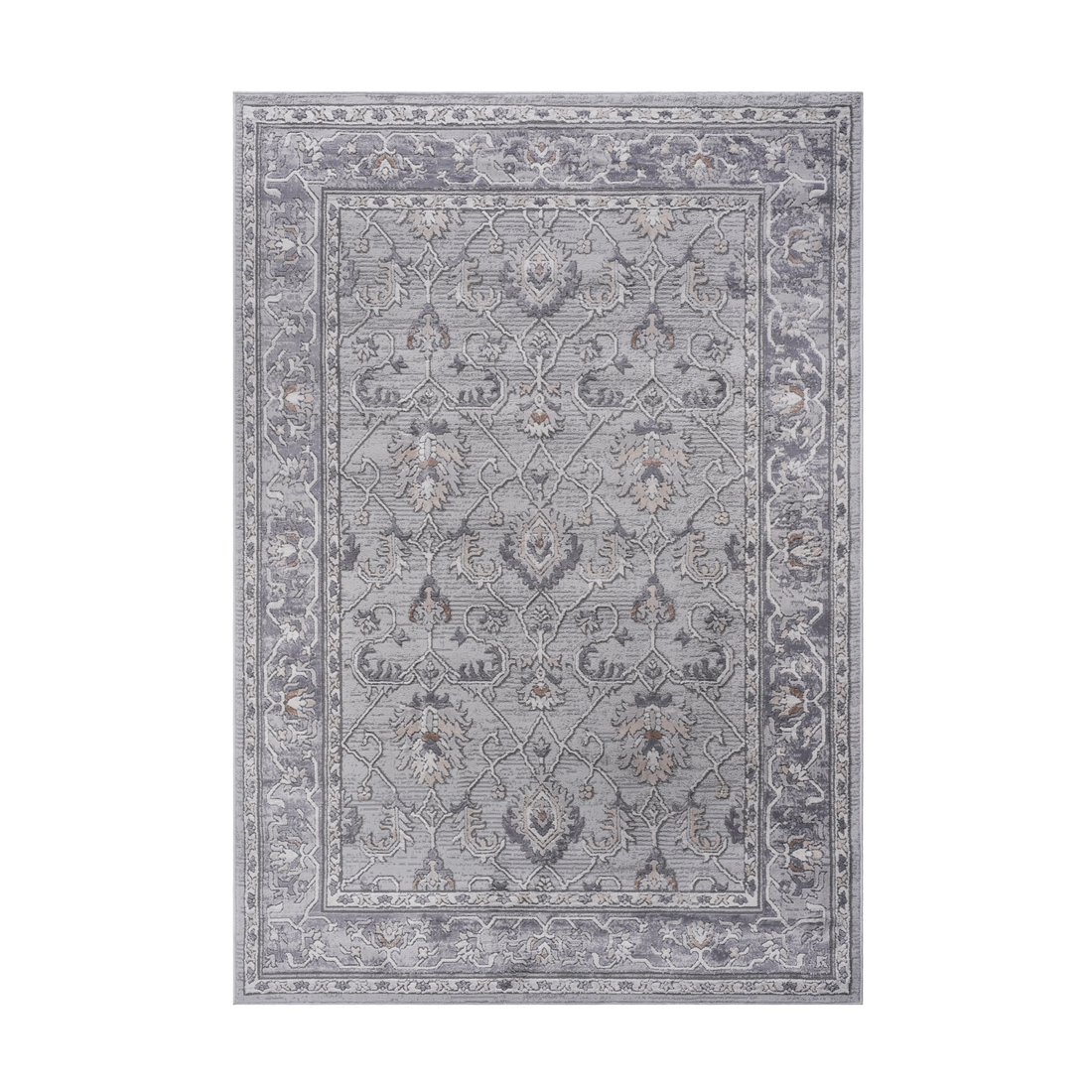 5X7 Ivory Grey Oriental Non Shedding Living Room Bedroom Dining Home Office Stylish And Stain Resistant Area Rug Ivory Grey Polyester