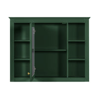 35'' X 27.5'' Medicine Cabinet, Wall Mounted Bathroom Storage Cabinet, Modern Bathroom Wall Cabinet With Mirror, Mirror Cabinet With 6 Open Shelves Not Include Bathroom Vanity Green 1 Bathroom Wall Mounted Modern Mdf Painted