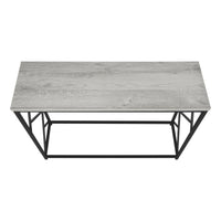 Accent Table, Console, Entryway, Narrow, Sofa, Living Room, Bedroom, Grey Laminate, Black Metal, Contemporary, Modern Grey Metal