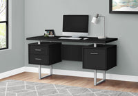 Computer Desk, Home Office, Laptop, Left, Right Set Up, Storage Drawers, 60"L, Work, Black Laminate, Grey Metal, Contemporary, Modern Black Particle Board