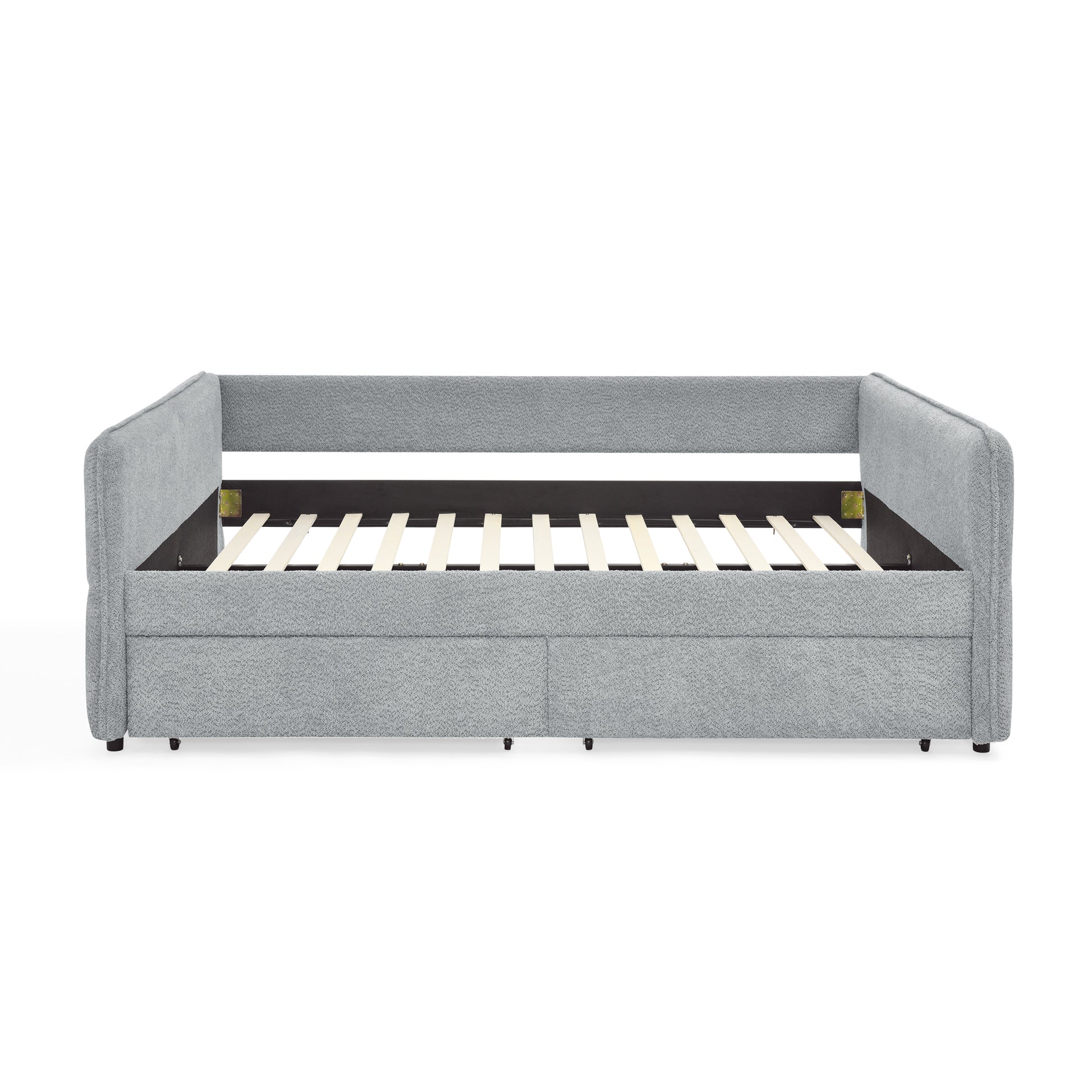 Daybed With Trundle Upholstered Tufted Sofa Bed, With Two Drawers, Queen Size, Boucle Fabric, Grey 88"X65.5"X29.5" Grey Boucle