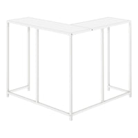 Accent Table, Console, Entryway, Narrow, Corner, Living Room, Bedroom, White Laminate, White Metal, Contemporary, Modern White Particle Board