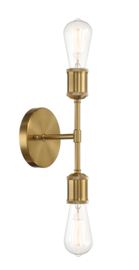 Reverie Double Lights Bathroom Wall Sconce Over Mirror Bedroom Hallway Entryway 5"W 10.75"H 5"E Clear,Gold Brass,Glass