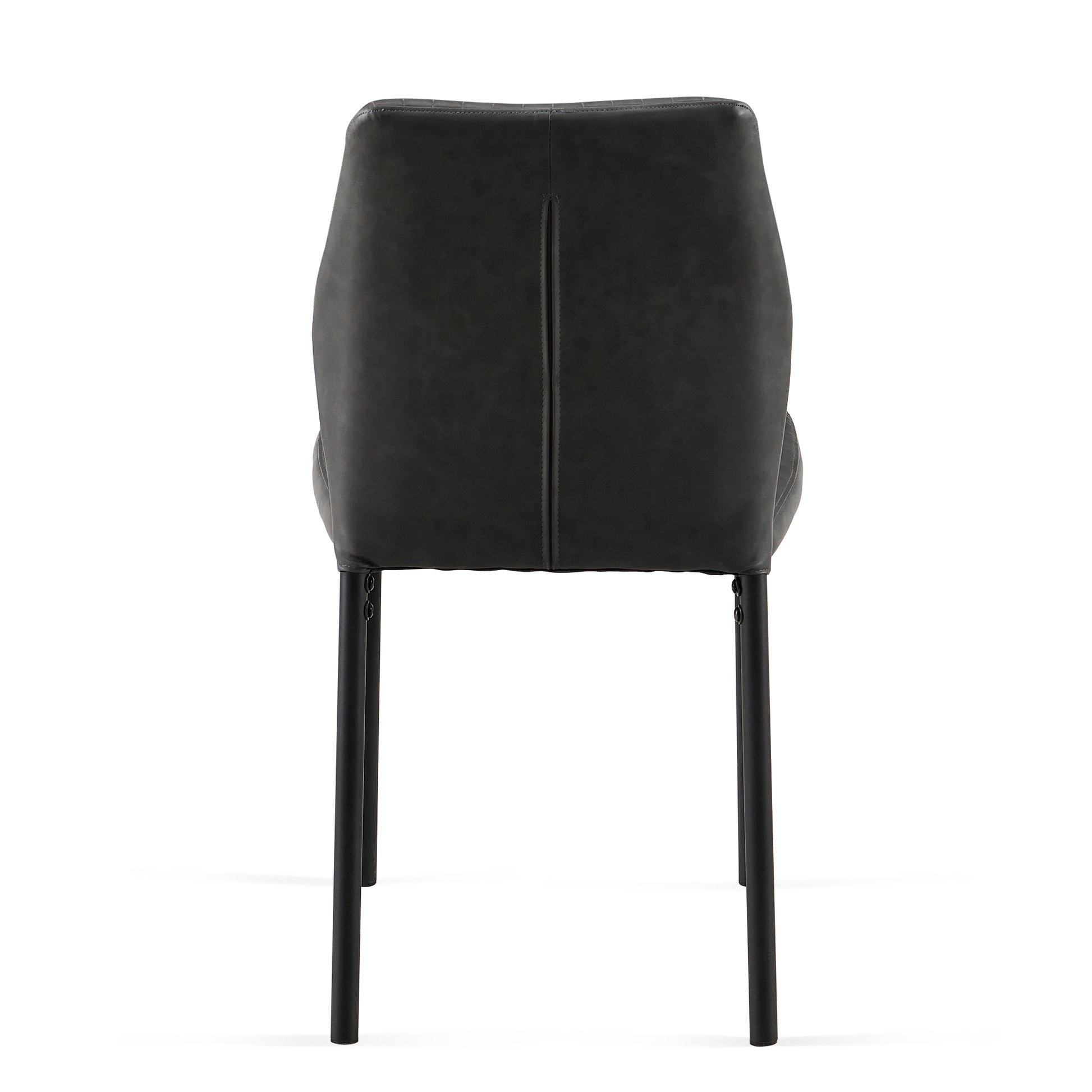 Dark Grey Pu Leather Dining Chairs Set Of 4 Faux Leather Dining Chairs Living Room Chair Modern Kitchen Armless Side Chair With Metal Legs Set Of 4 Metal Plaid Dark Gray Dining Room Powder Coated