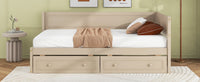 Twin Size Wood Daybed With 2 Drawers And Guardrail, Beige Beige Solid Wood Mdf