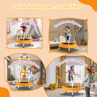 Toddler Trampoline For Kids 1 Year Plus With Handle, Baby Gifts For Boys And Girls, Indoor And Outdoor Orange Metal