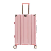 Luggage Sets Expandable Aluminum 20 24 28 Inch Three Model Set, Stylish Suitcase With Aluminum Frame Password Lock, Suitable For Travel Suitcases And Suitcases Pink Contemporary Aluminum