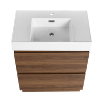 30" Bathroom Vanities With Single Sink Combo, Modern Undermount Bathroom Sink Cabinet With Double Drawer, Freestanding Bathroom Sink Cabinet,Engineering Wood,Brown Brown American Design Engineered Wood