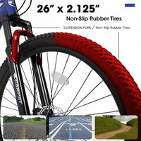 A2610 26 Inch Mountain Bike 21 Speeds, Suspension Fork, Steel Frame Disc Brake For Men Women Mens Bicycle Adlut Bike Cycling Blue Without Anti Slip Garden & Outdoor Classic Multifunctional Steel