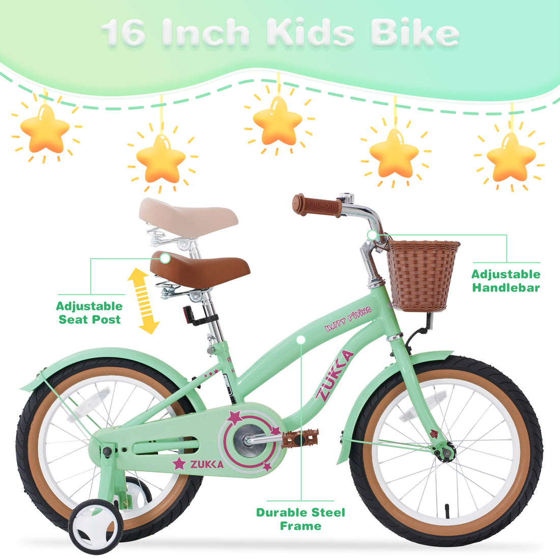 Multiple Colors,Girls Bike For 4 7 Years Old Kids,16 Inch Wheeltraining Wheels Included Cycling Mint Green Garden & Outdoor Steel