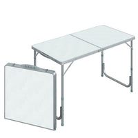 Outsunny 47" Folding Camping Table With Height Adjustability, Lightweight Portable Table With Carry Handle, Outdoor Folding Table Camping Accessories Silver Aluminum