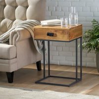 C Table Natural Grey Wood Metal