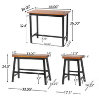 Pomeroy S 4 Caf Table Bench Set Walnut Black Rubber Wood