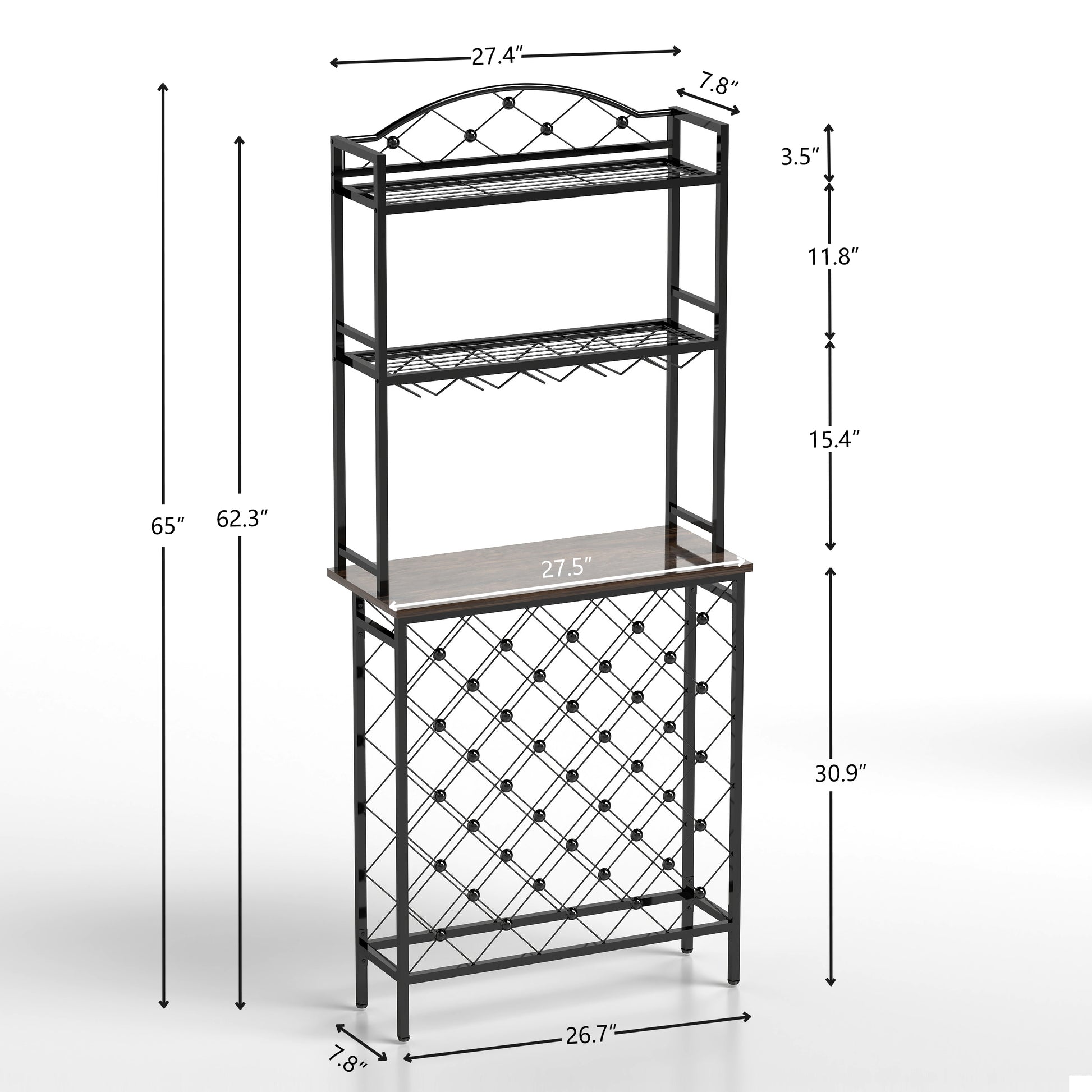 Industrial Wine Rack Bar Table, 3 Tier Liquor Bottle And Glass Holder With Storage Shelves, Metal And Wood Wine Organizer For Home Kitchen, Dining Room, And Living Room Black Brown Kitchen American Design Metal