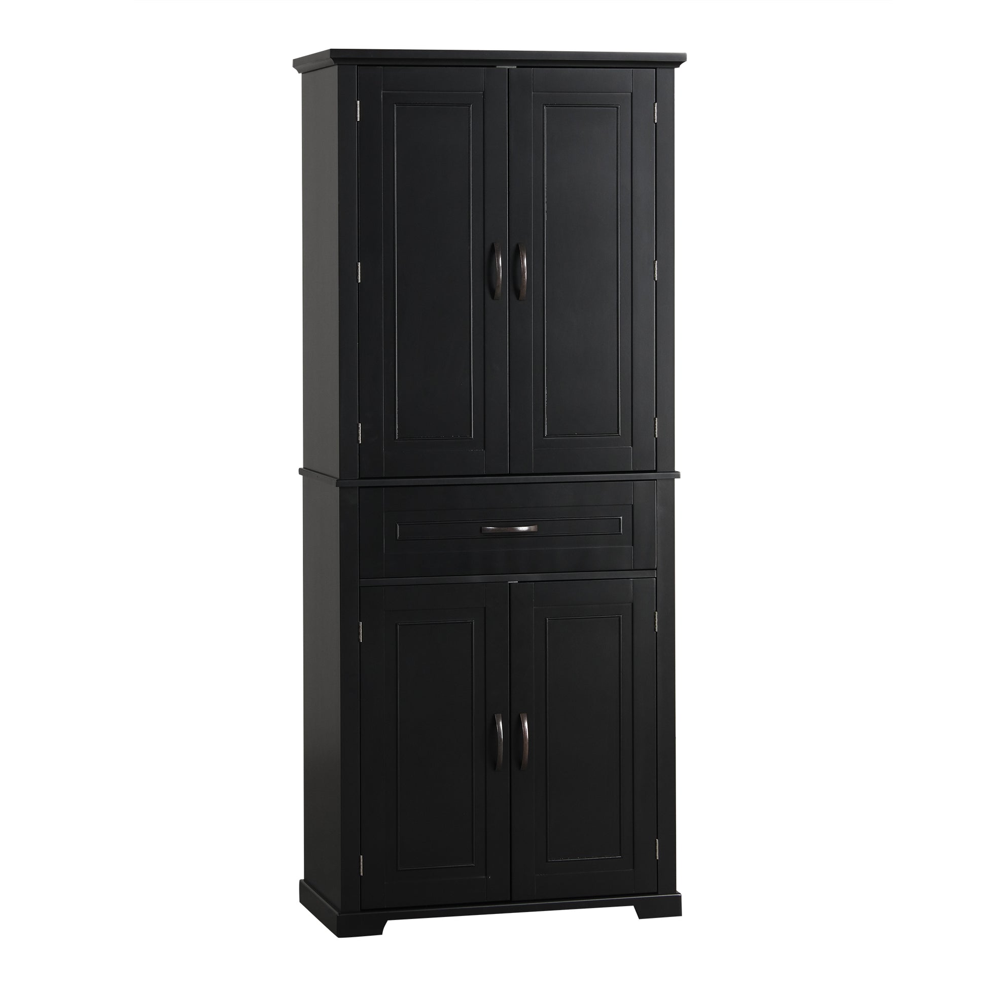 Bathroom Storage Cabinet With Doors And Drawer, Multiple Storage Space, Adjustable Shelf, Black Black Mdf