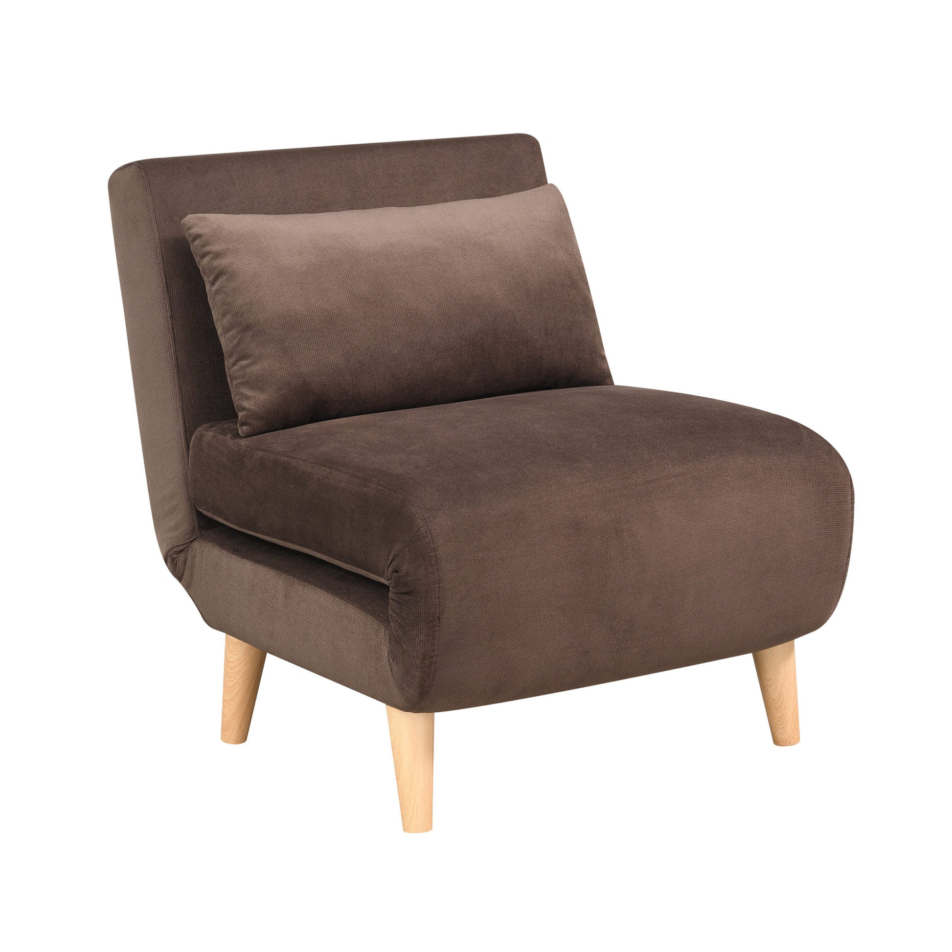 1Pc Sofa Futon Convertible Sleeper Modern Sleek Active Reclining Chair Chaise Sleeper Day Bed Stylish Contemporary Accent Chair Brown Brown Contemporary,Modern Wood